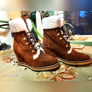 NWT Napoleoni Women's Tan Lace Up Boots